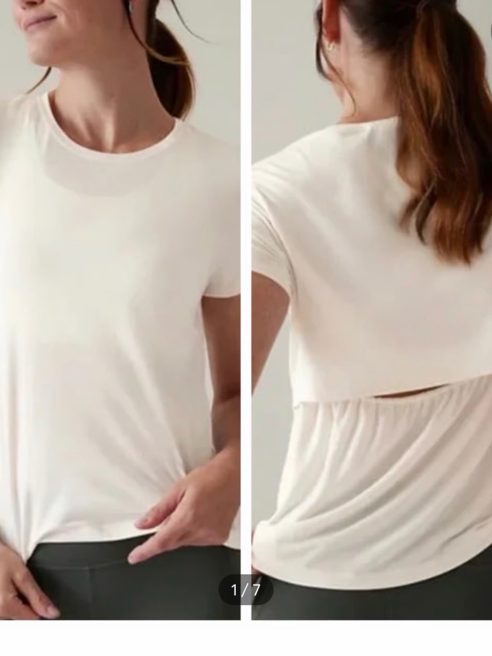 Athleta White Short Sleeve Tee With Back Cut Out